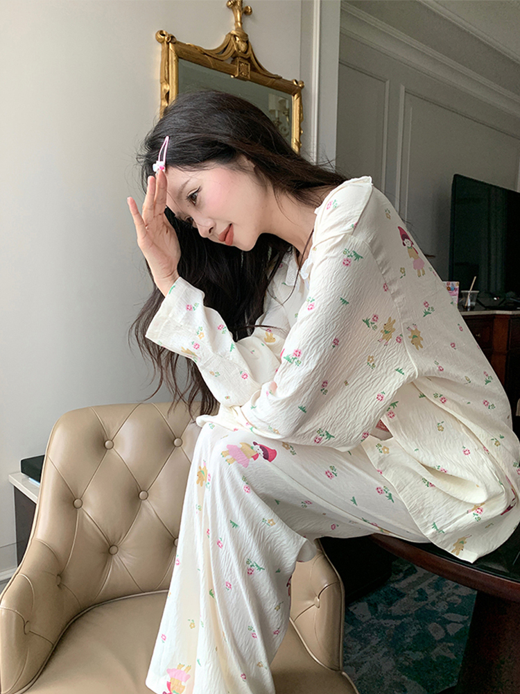 Summer Cloud Cotton Homewear Women Short Sleeve Shorts 2 Pcs Breathabl photo 2 (style 714625)