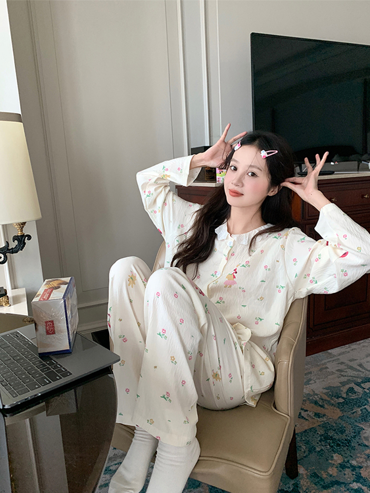 Summer Cloud Cotton Homewear Women Short Sleeve Shorts 2 Pcs Breathabl photo 5 (style 714625)
