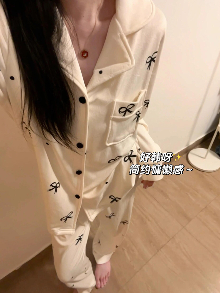 Summer Cotton Bowknot Homewear Women Short Sleeve Shorts 2 Pcs Breatha photo 5 (style 7172332)