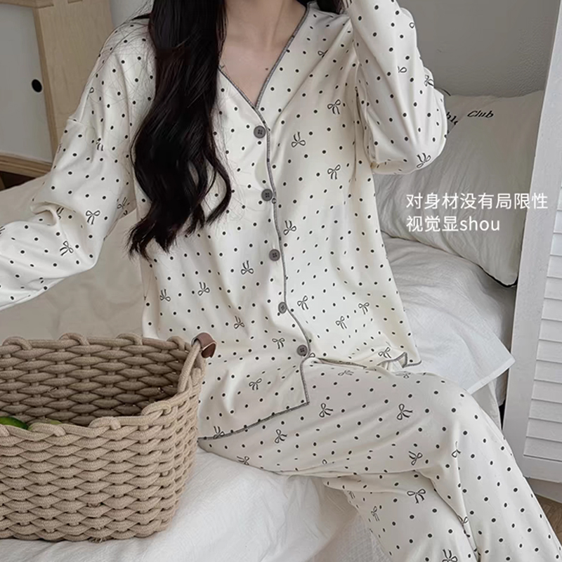Summer Cotton Lace Polka Homewear Women Short Sleeve Shorts 2 Pcs Brea photo 7 (style 717335)
