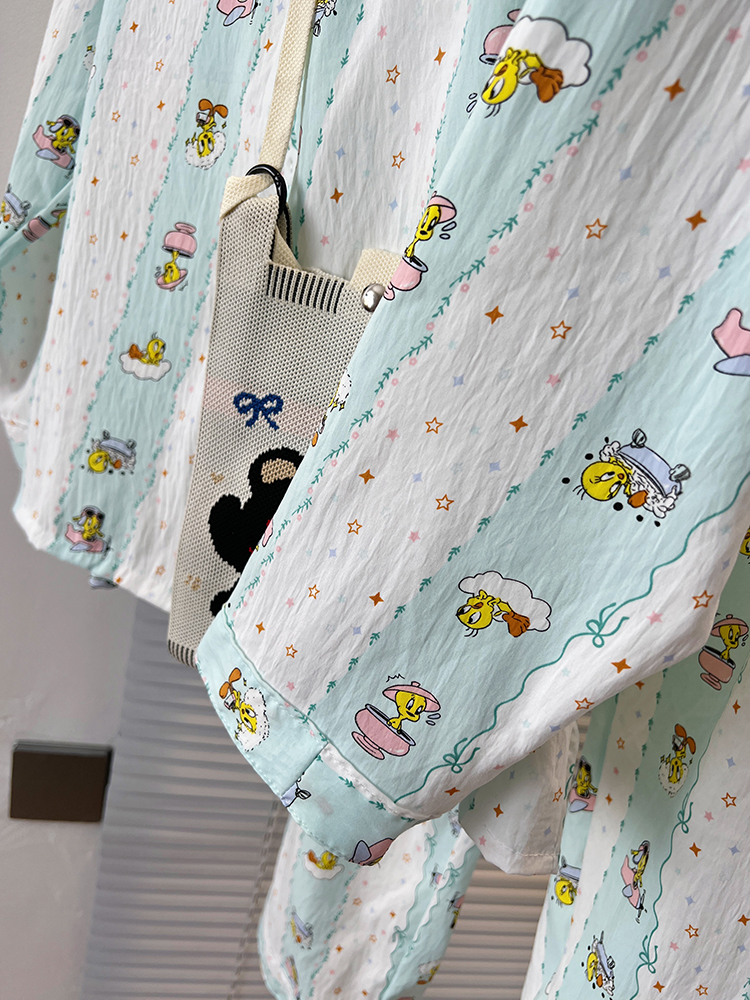 Summer Cloud Cotton Homewear Women Short Sleeve Shorts 2 Pcs Breathabl photo 3 (style 7183192)