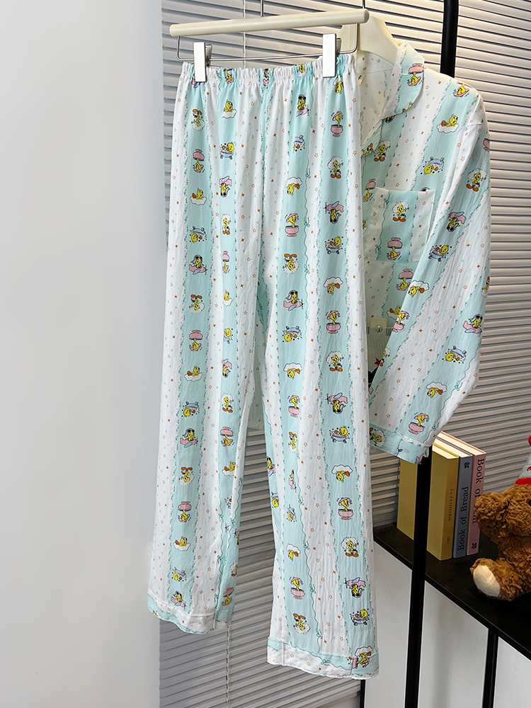 Summer Cloud Cotton Homewear Women Short Sleeve Shorts 2 Pcs Breathabl photo 7 (style 7183192)