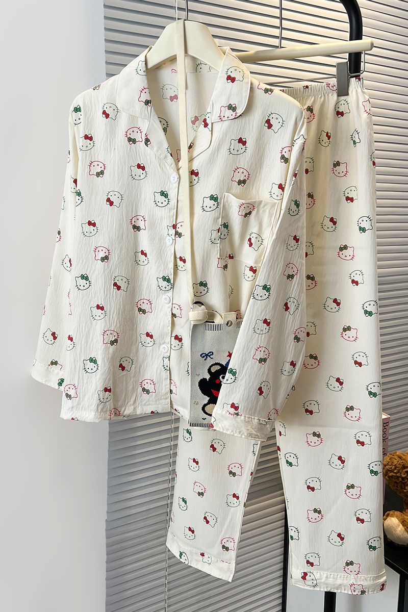 Summer Cloud Cotton Homewear Women Short Sleeve Shorts 2 Pcs Breathabl photo 1 (style 7185192)