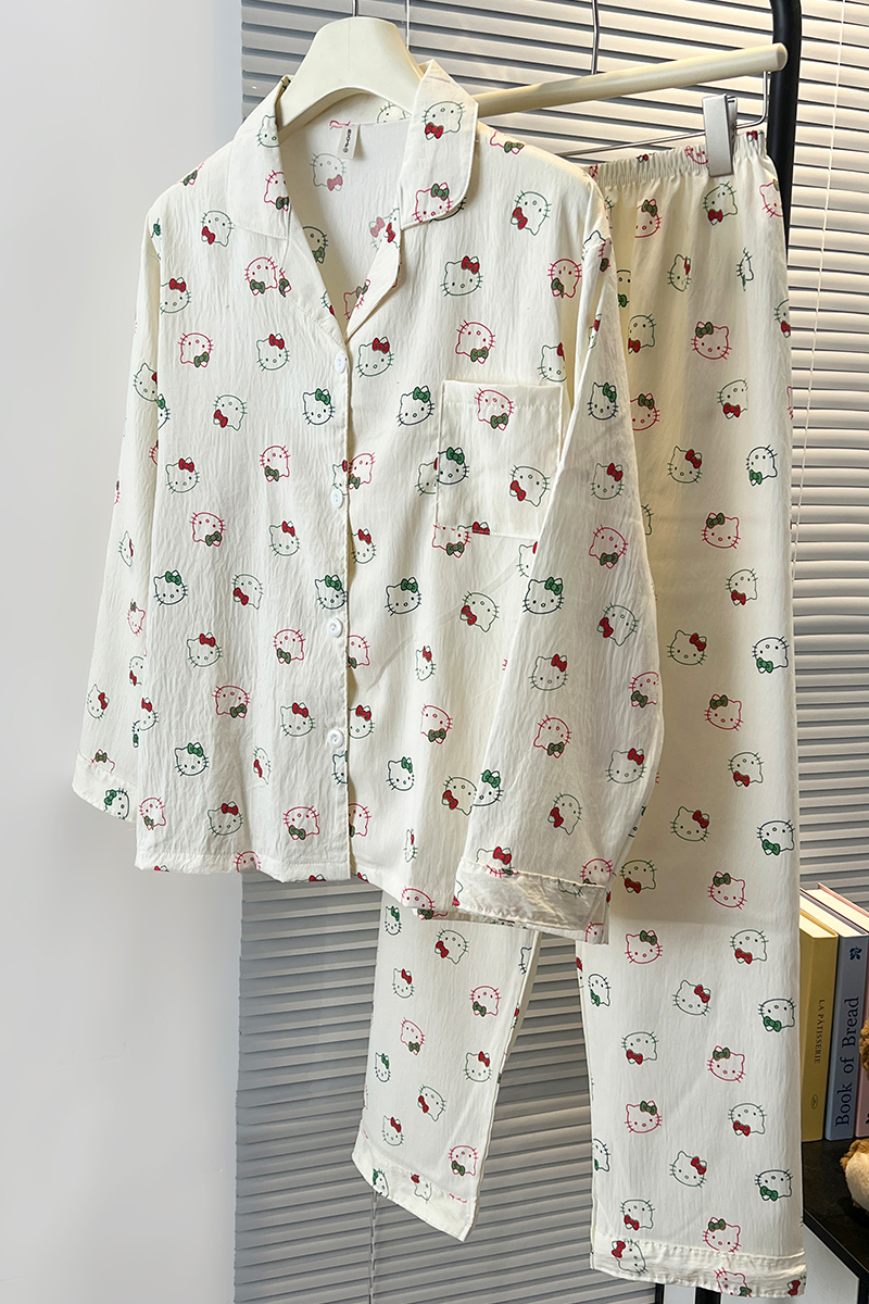 Summer Cloud Cotton Homewear Women Short Sleeve Shorts 2 Pcs Breathabl photo 2 (style 7185192)
