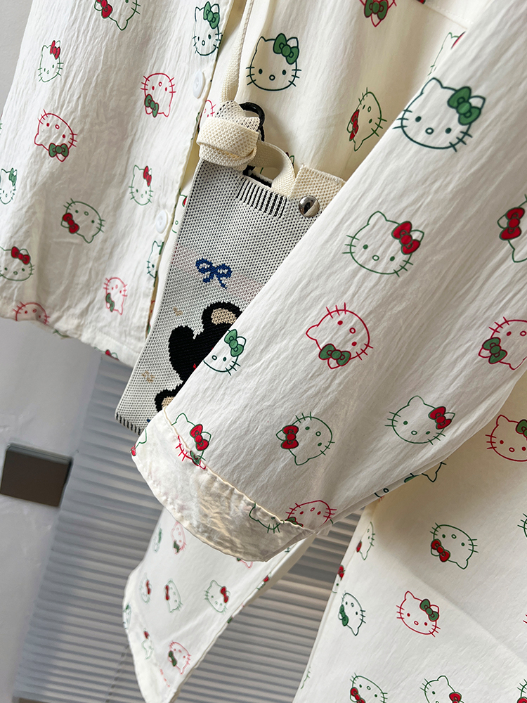 Summer Cloud Cotton Homewear Women Short Sleeve Shorts 2 Pcs Breathabl photo 3 (style 7185192)