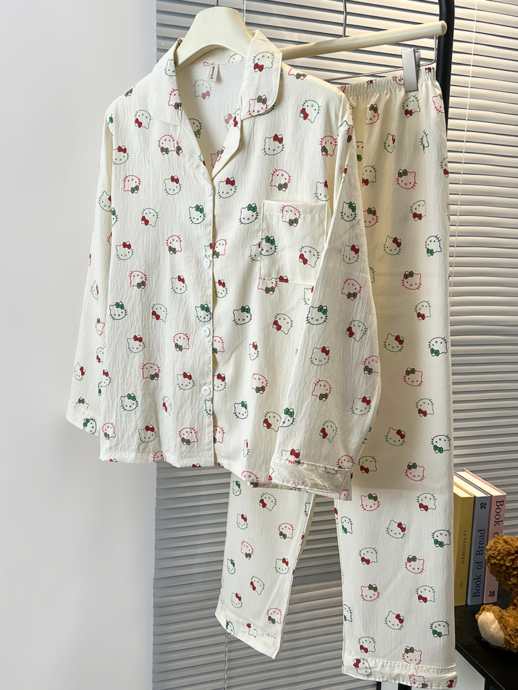 Summer Cloud Cotton Homewear Women Short Sleeve Shorts 2 Pcs Breathabl photo 6 (style 7185192)