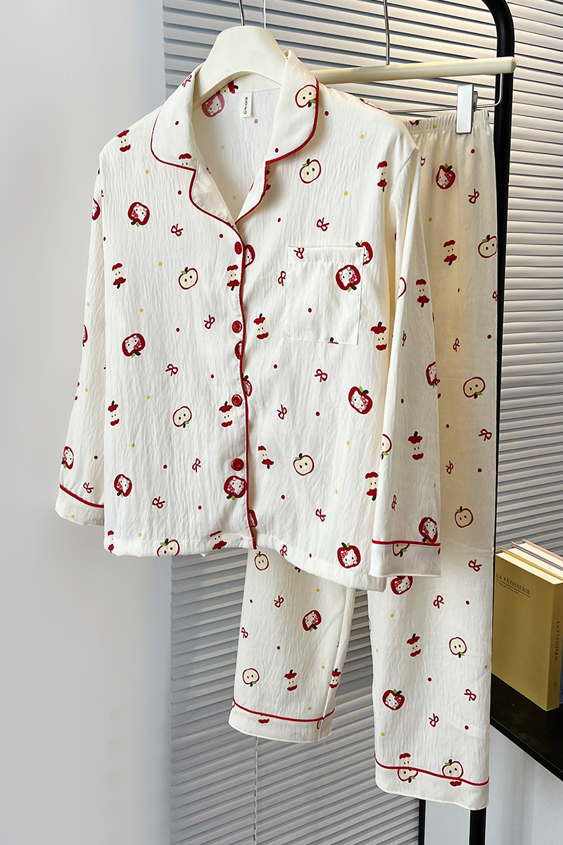 Summer Cloud Cotton Homewear Women Short Sleeve Shorts 2 Pcs Breathabl photo 3 (style 7190202)