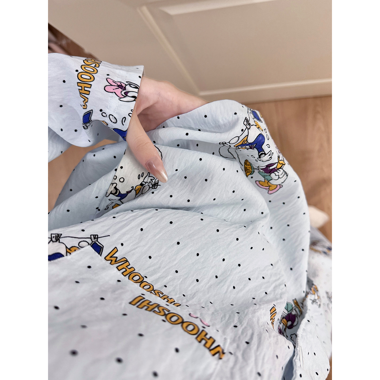 Summer Cloud Cotton Polka Homewear Women Short Sleeve Shorts 2 Pcs Bre photo 7 (style 7192192)