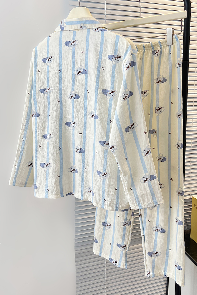 Summer Cloud Cotton Homewear Women Short Sleeve Shorts 2 Pcs Breathabl photo 1 (style 7194192)