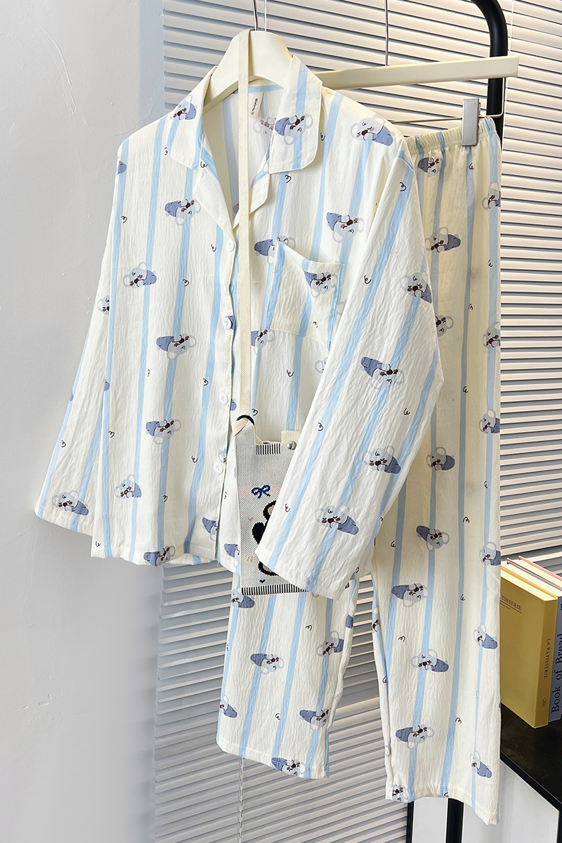 Summer Cloud Cotton Homewear Women Short Sleeve Shorts 2 Pcs Breathabl photo 2 (style 7194192)