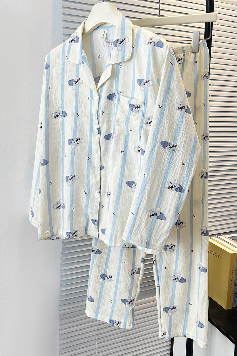 Summer Cloud Cotton Homewear Women Short Sleeve Shorts 2 Pcs Breathabl photo 4 (style 7194192)
