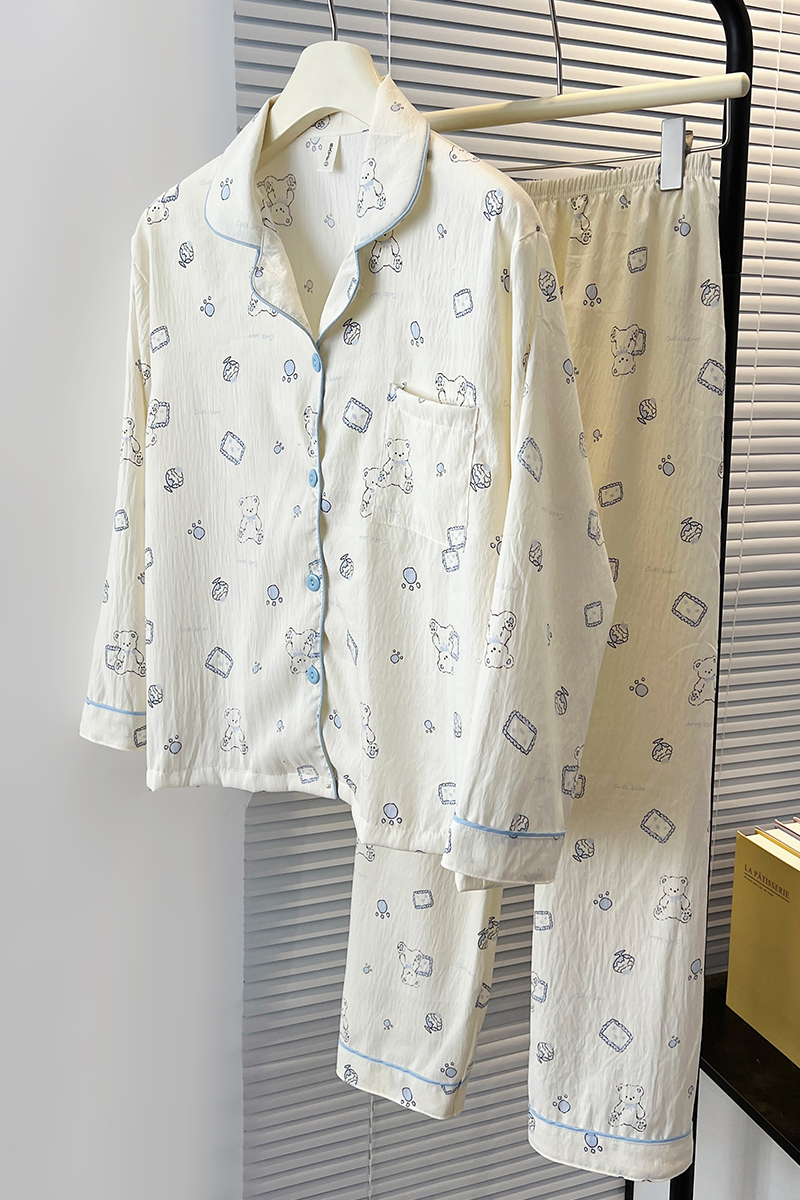 Summer Cloud Cotton Homewear Women Short Sleeve Shorts 2 Pcs Breathabl photo 4 (style 7198202)
