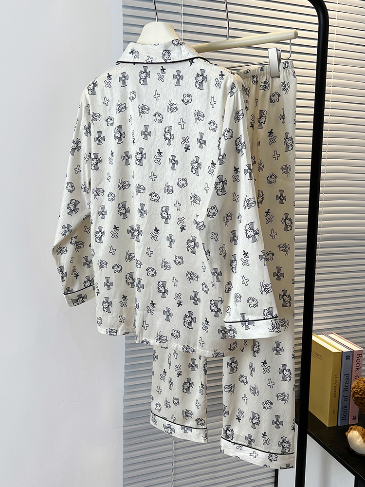 Summer Ice Silk Homewear Women Short Sleeve Shorts 2 Pcs Breathable Co photo 7 (style 719936)