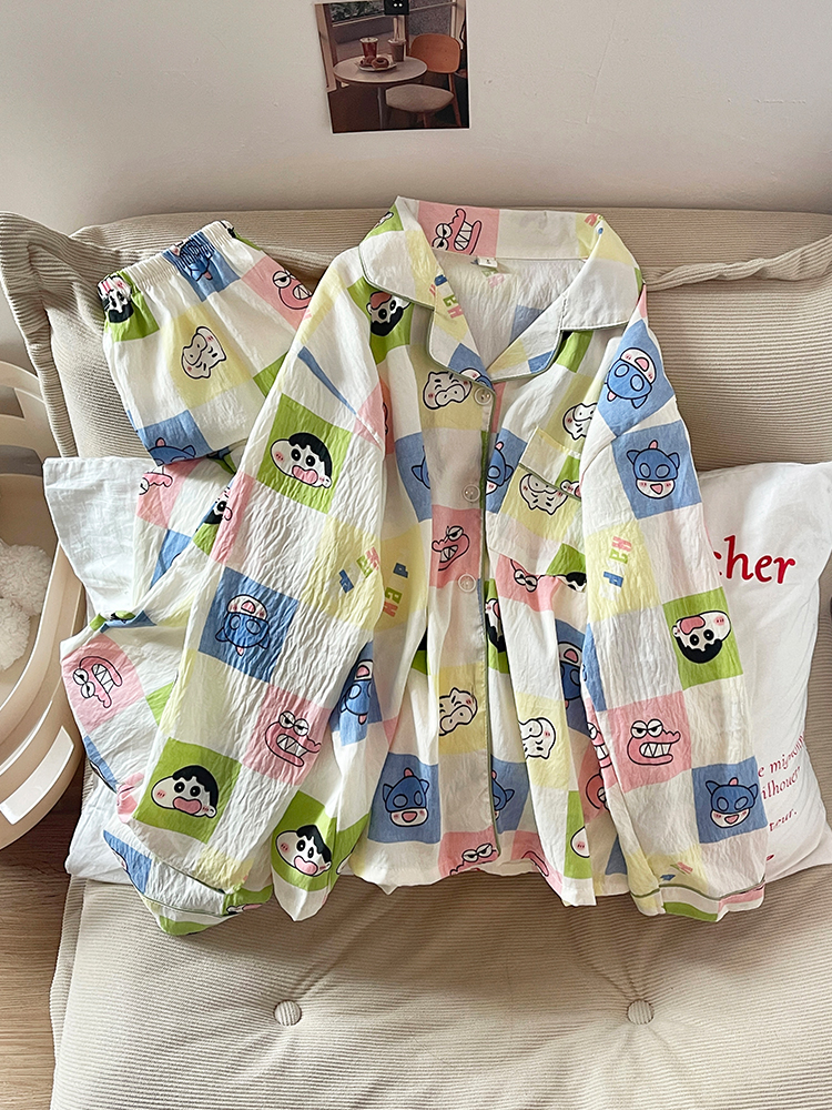 Summer Cloud Cotton Homewear Women Short Sleeve Shorts 2 Pcs Breathabl photo 2 (style 7220182)