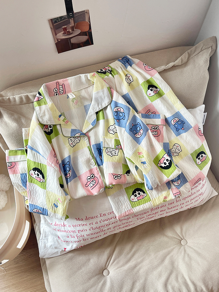 Summer Cloud Cotton Homewear Women Short Sleeve Shorts 2 Pcs Breathabl photo 3 (style 7220182)