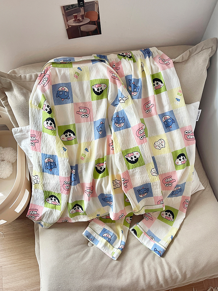 Summer Cloud Cotton Homewear Women Short Sleeve Shorts 2 Pcs Breathabl photo 4 (style 7220182)