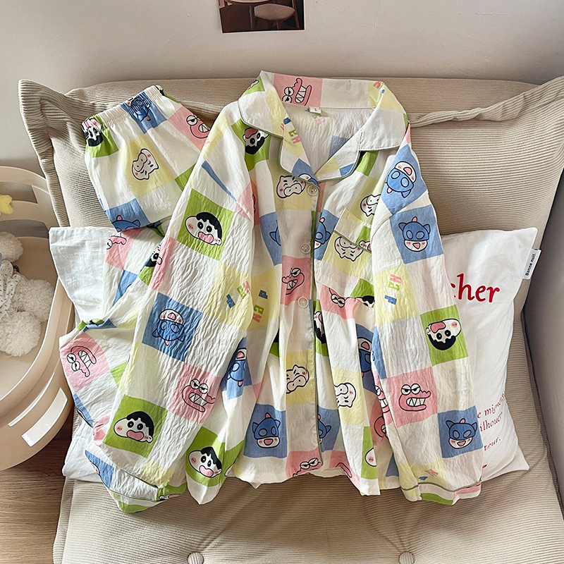 Summer Cloud Cotton Homewear Women Short Sleeve Shorts 2 Pcs Breathabl photo 7 (style 7220182)