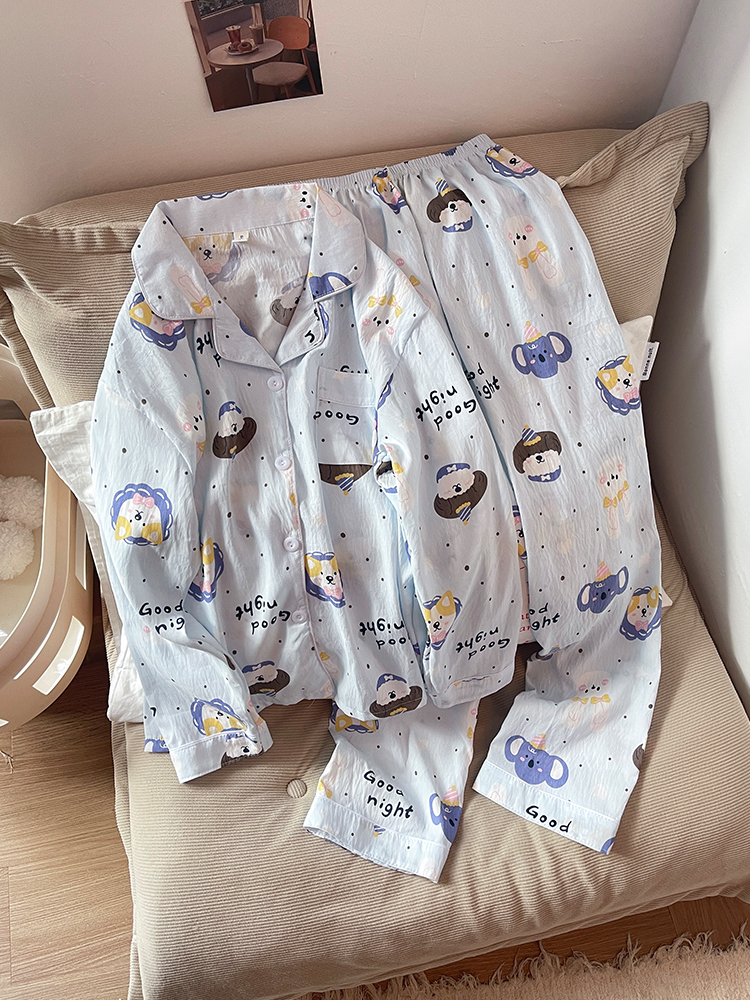 Summer Cloud Cotton Homewear Women Short Sleeve Shorts 2 Pcs Breathabl photo 1 (style 7223182)