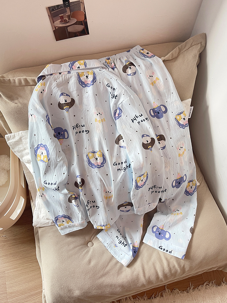 Summer Cloud Cotton Homewear Women Short Sleeve Shorts 2 Pcs Breathabl photo 3 (style 7223182)