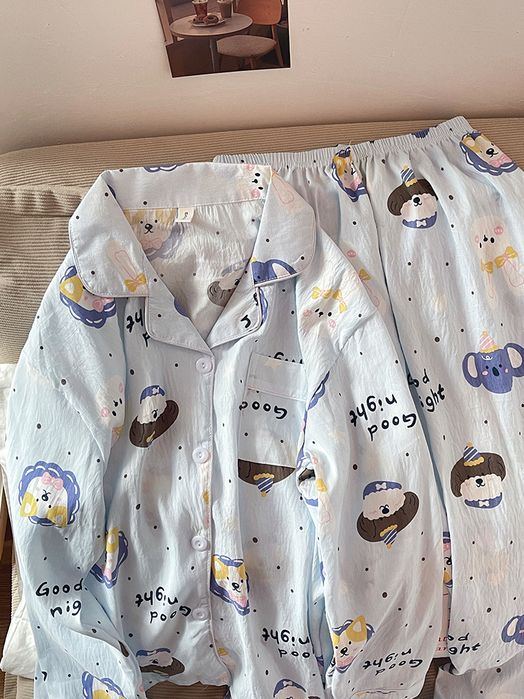 Summer Cloud Cotton Homewear Women Short Sleeve Shorts 2 Pcs Breathabl photo 4 (style 7223182)