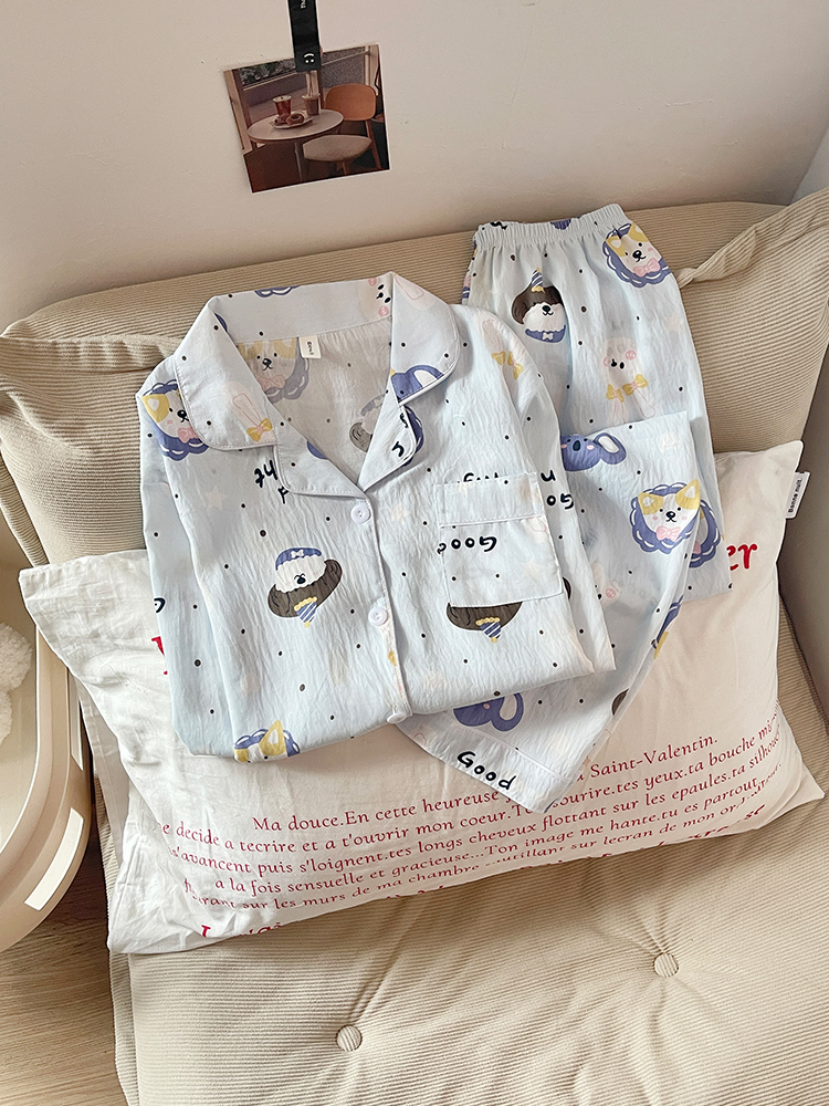 Summer Cloud Cotton Homewear Women Short Sleeve Shorts 2 Pcs Breathabl photo 5 (style 7223182)