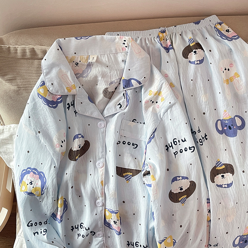 Summer Cloud Cotton Homewear Women Short Sleeve Shorts 2 Pcs Breathabl photo 7 (style 7223182)