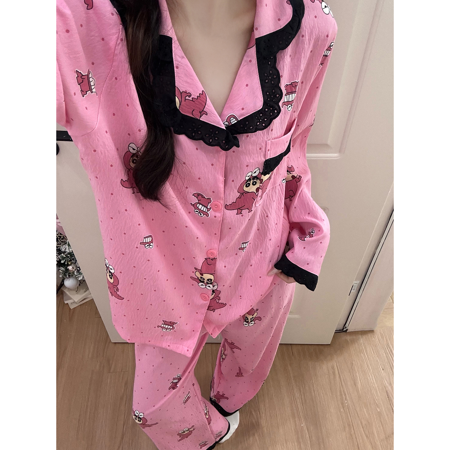 Summer Cloud Cotton No Pads Cartoon Homewear Women Short Sleeve Shorts photo 1 (style 7244242)