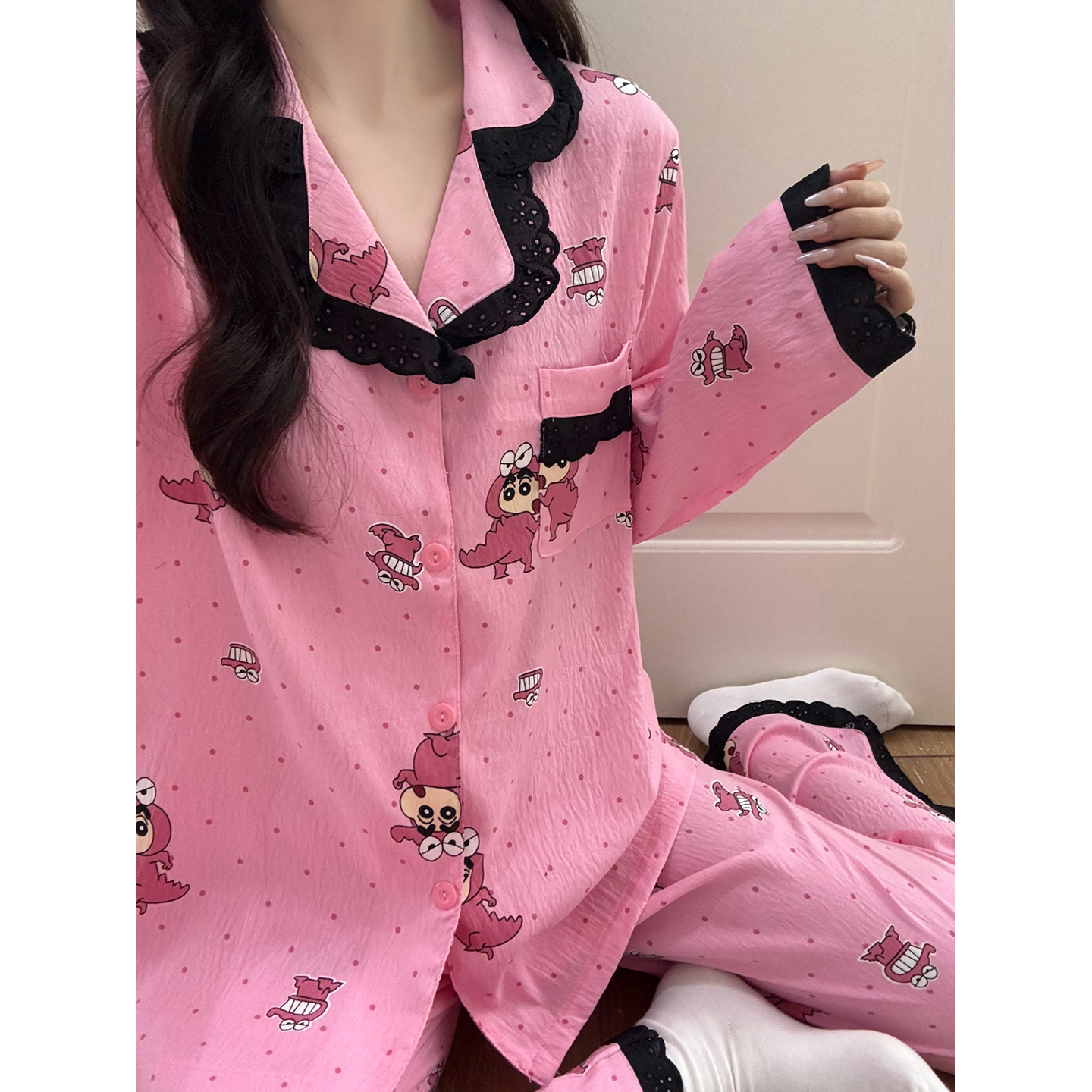 Summer Cloud Cotton No Pads Cartoon Homewear Women Short Sleeve Shorts photo 4 (style 7244242)