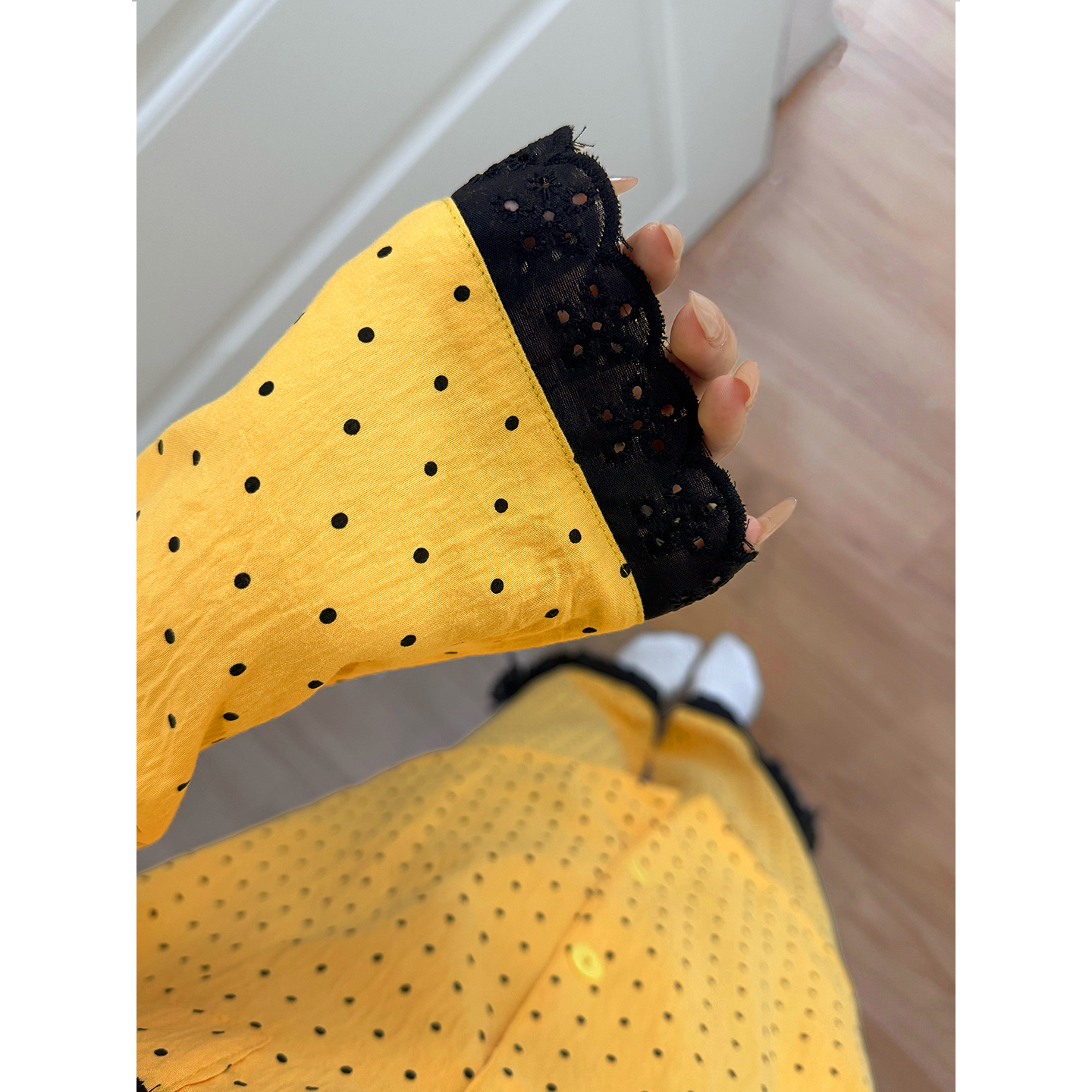 Women's Summer Cloud Cotton Polka Dot Two-Piece Loungewear Set - Short photo 7 (style SM-EA6F6E)