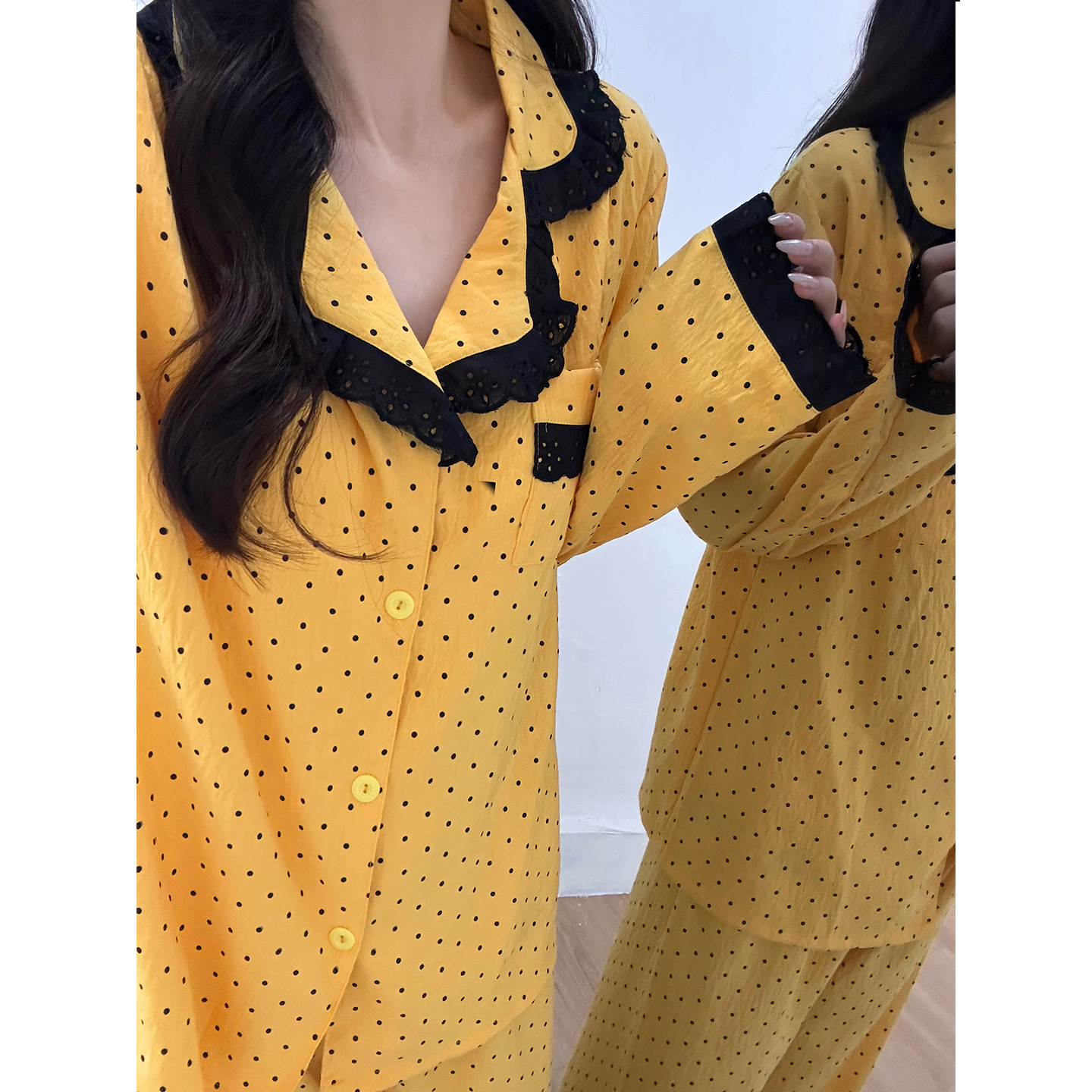 Summer Cloud Cotton No Pads Polka Homewear Women Short Sleeve Shorts 2 photo 2 (style 7245242)