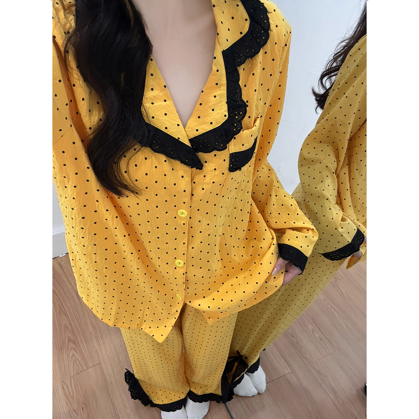 Summer Cloud Cotton No Pads Polka Homewear Women Short Sleeve Shorts 2 photo 3 (style 7245242)