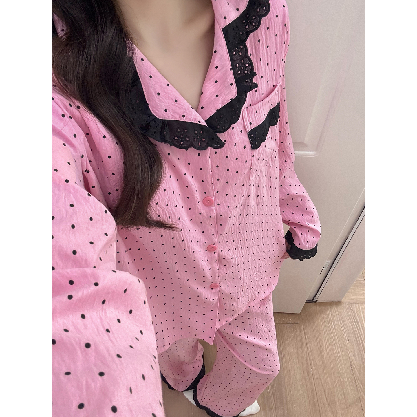 Summer Cloud Cotton No Pads Polka Homewear Women Short Sleeve Shorts 2 photo 7 (style 7246242)
