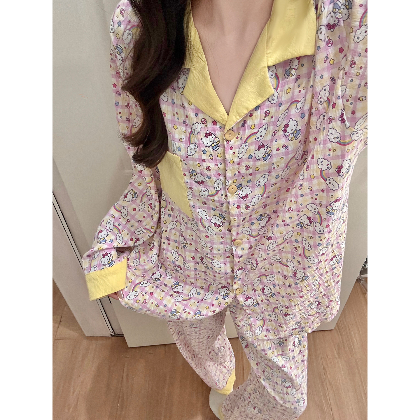 Summer Cloud Cotton Homewear Women Short Sleeve Shorts 2 Pcs Breathabl photo 1 (style 7250202)