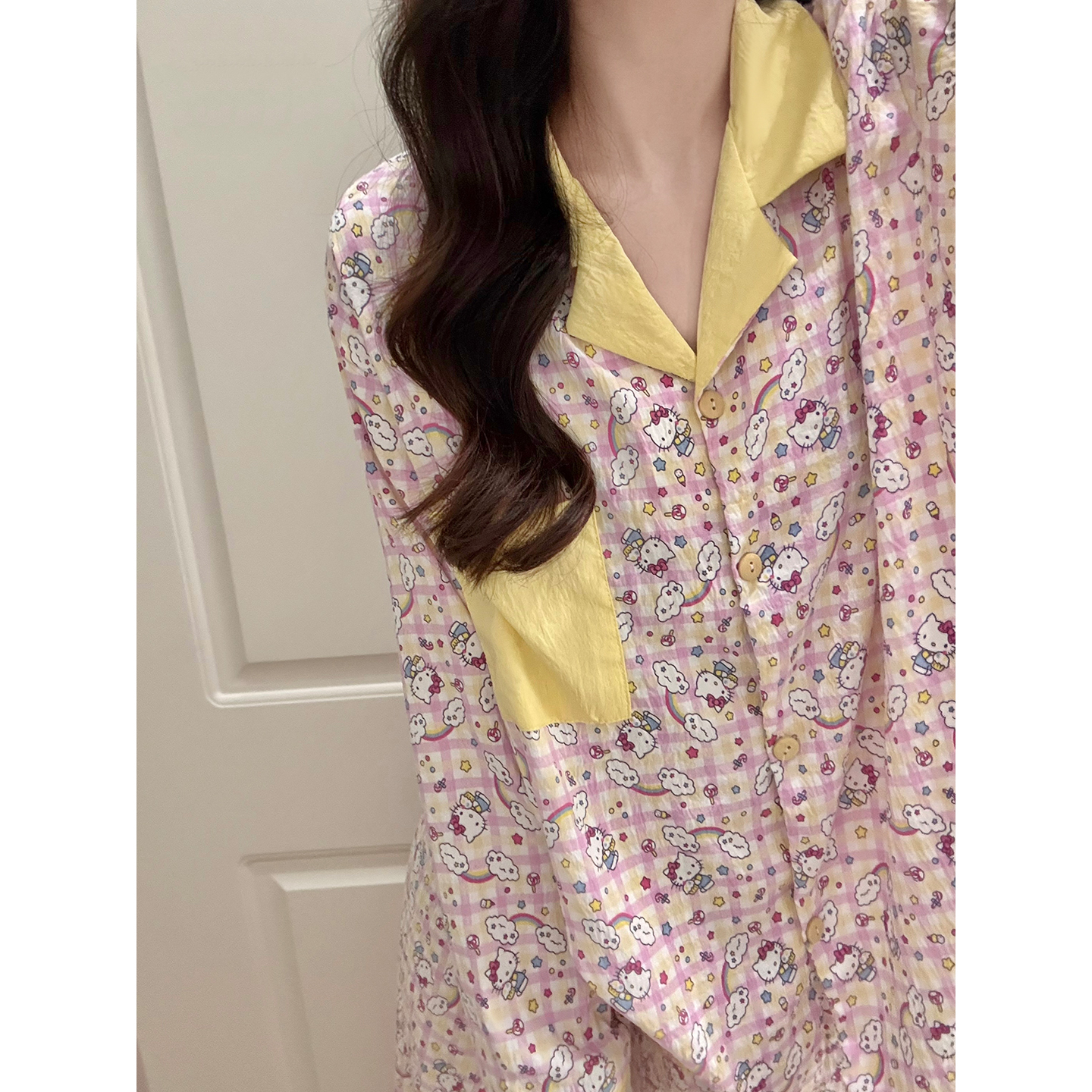 Summer Cloud Cotton Homewear Women Short Sleeve Shorts 2 Pcs Breathabl photo 2 (style 7250202)