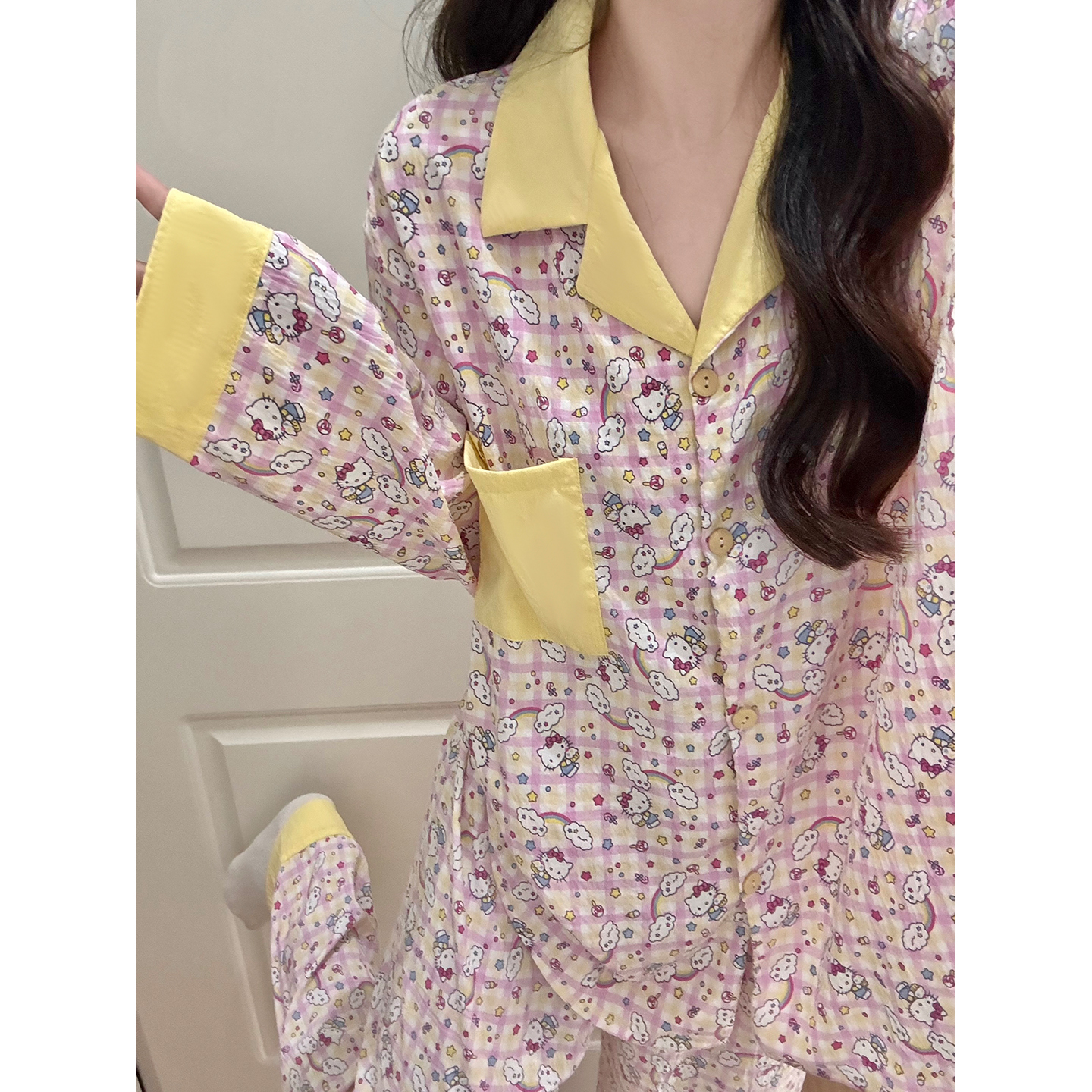 Summer Cloud Cotton Homewear Women Short Sleeve Shorts 2 Pcs Breathabl photo 4 (style 7250202)