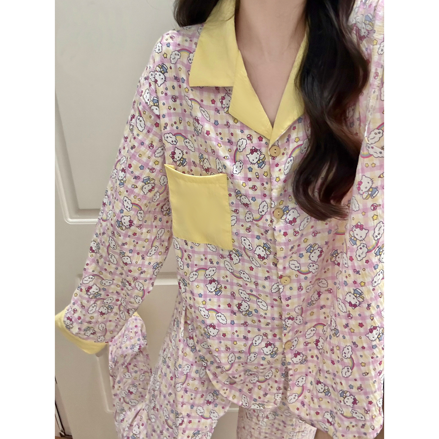 Summer Cloud Cotton Homewear Women Short Sleeve Shorts 2 Pcs Breathabl photo 5 (style 7250202)