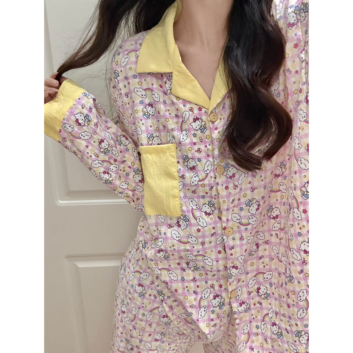 Summer Cloud Cotton Homewear Women Short Sleeve Shorts 2 Pcs Breathabl photo 6 (style 7250202)