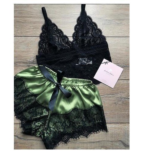 Europe Women's Silk Camisole Princess Pajamas Sexy 2 Pcs Nightgown Hom photo 4 (style 726282172243)