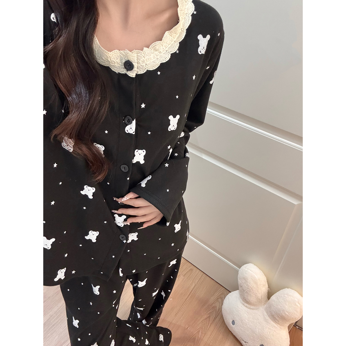 Summer Cotton Homewear Women Short Sleeve Shorts 2 Pcs Breathable Comf photo 3 (style 7266262)