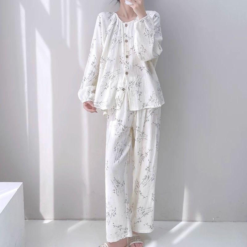 Summer Cotton Cardigan Homewear Women Short Sleeve Shorts 2 Pcs Breath photo 3 (style 733016)