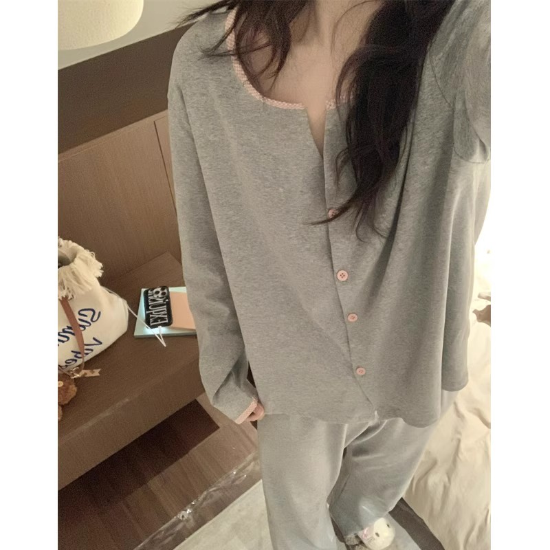 Summer Cotton-Like Cardigan Homewear Women Short Sleeve Shorts 2 Pcs B photo 1 (style 7335)