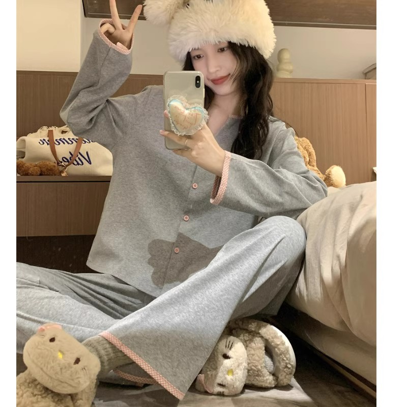 Summer Cotton-Like Cardigan Homewear Women Short Sleeve Shorts 2 Pcs B photo 5 (style 7335)