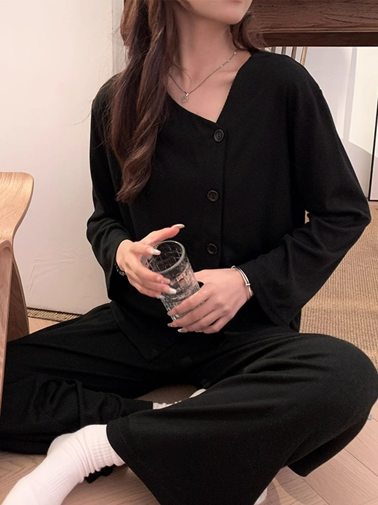 Summer Cotton-Like Long Sleeve Cardigan Homewear Women Short Sleeve Shorts 2 Pcs Wholesale