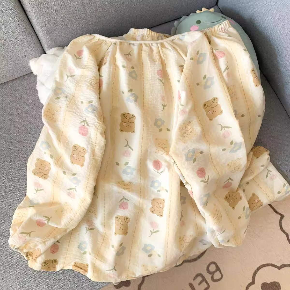 Summer Cloud Cotton Homewear Women Short Sleeve Shorts 2 Pcs Breathabl photo 4 (style 7358)