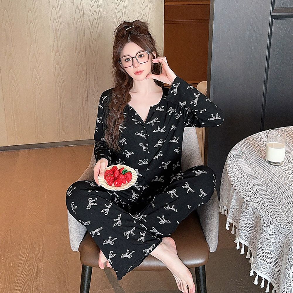 Summer Cotton-Like Homewear Women Short Sleeve Shorts 2 Pcs Breathable photo 4 (style 735915)