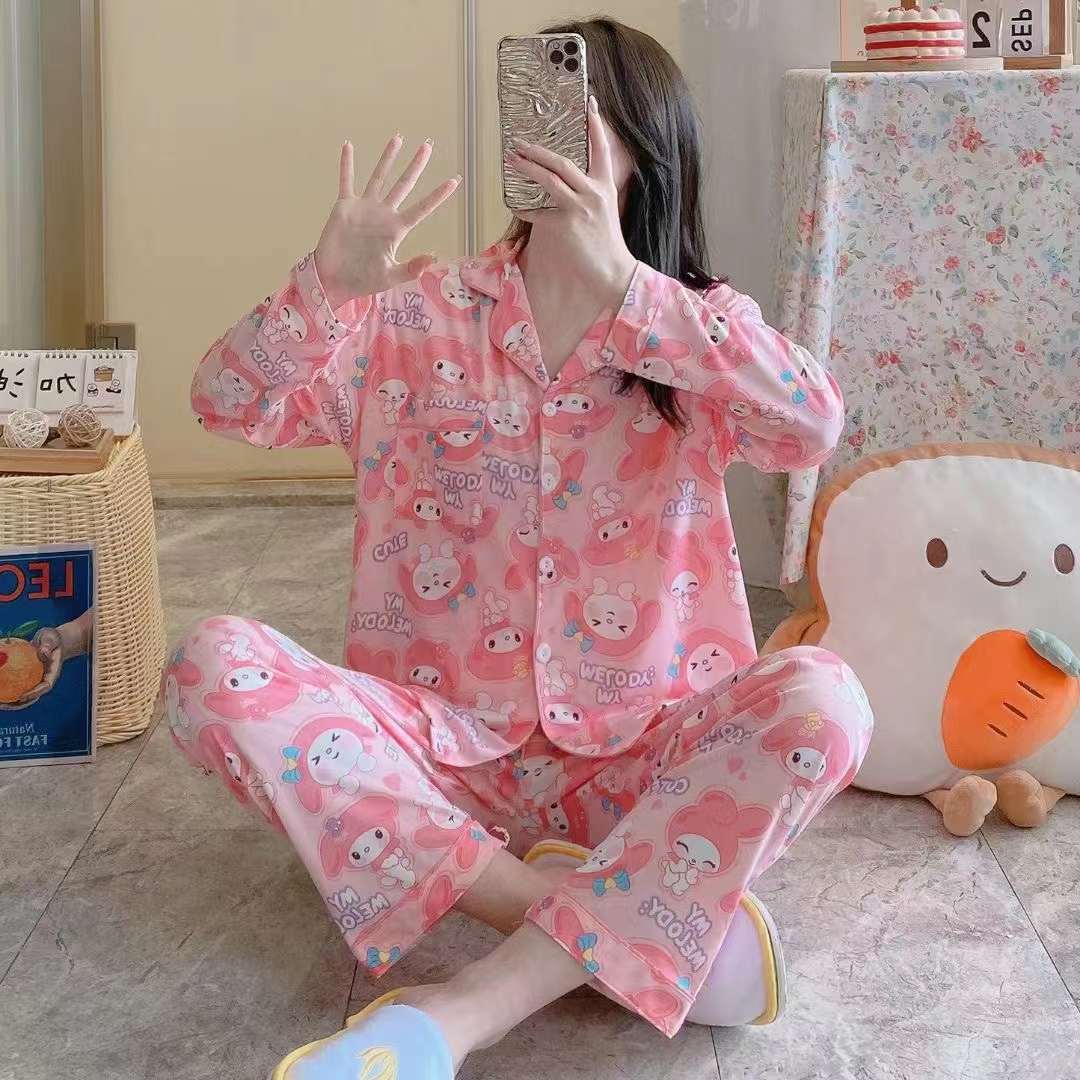 Wholesale Cross-border Southeast Asia Women's Pajamas Long Sleeve Long Pants Loose Cute Set