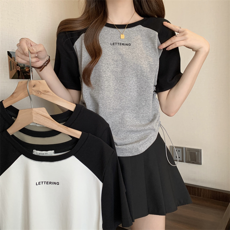 Plus Size Summer Print Drawstring Short Sleeve T-Shirt Base Fat Girls photo 4 (style 769109680417)