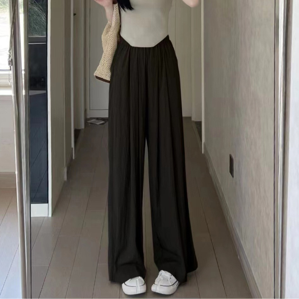 Spring Autumn New Lazy Zen Pants Ice Silk Wrinkled Wide Leg Pants Wome photo 6 (style 773082918509)
