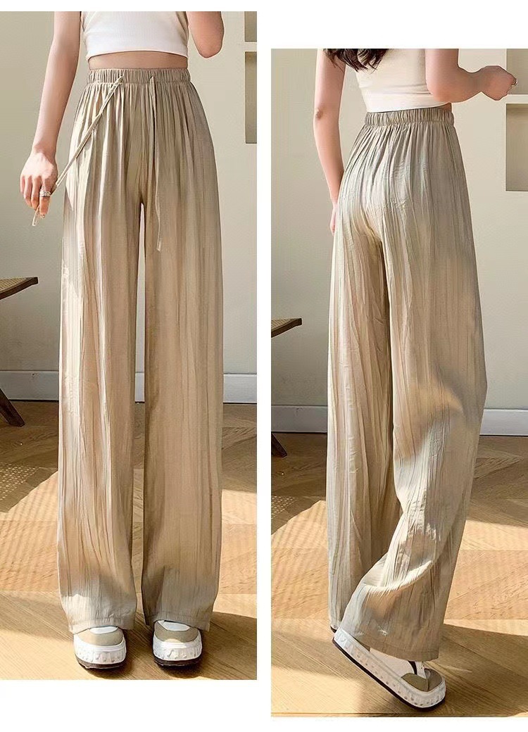 Spring Autumn New Lazy Zen Pants Ice Silk Wrinkled Wide Leg Pants Wome photo 7 (style 773082918509)