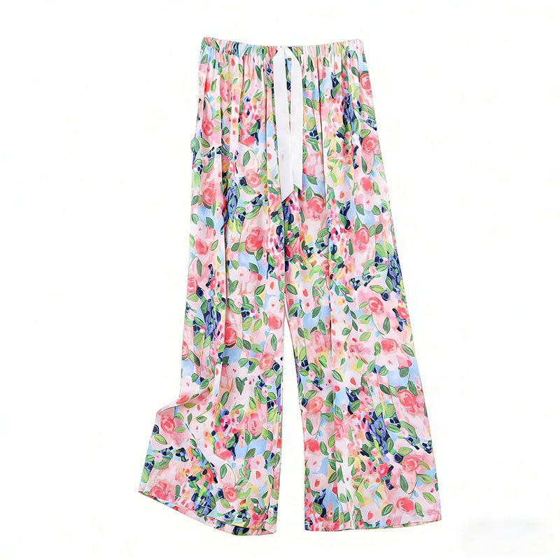 Cotton Poplin Sleep Pants Women Thin Cotton Poplin Wide Leg Pants Hot photo 5 (style 1688774303809148)